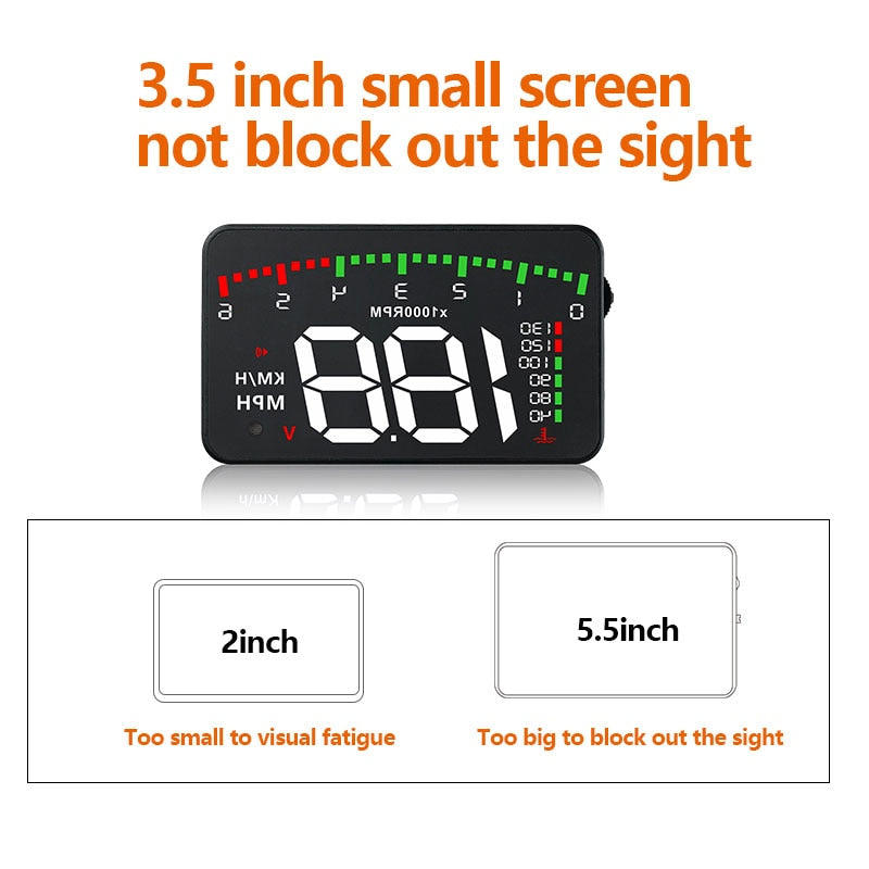 3.5 A900 HUD Head-Up Display Car-styling Hud Display Overspeed Warning Windshield Projector Alarm System Universal Auto 9020008661212-1