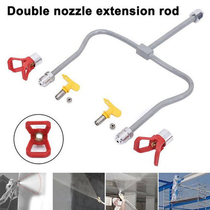 Double Head Painter Spray Gun Adjustable Nozzle Tool For Wall Painting Work 6850474082404-1