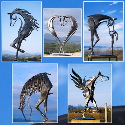 Elegant Metal Horse Sculpture Decoration For Garden Yard And Home Display 6849915027556-1