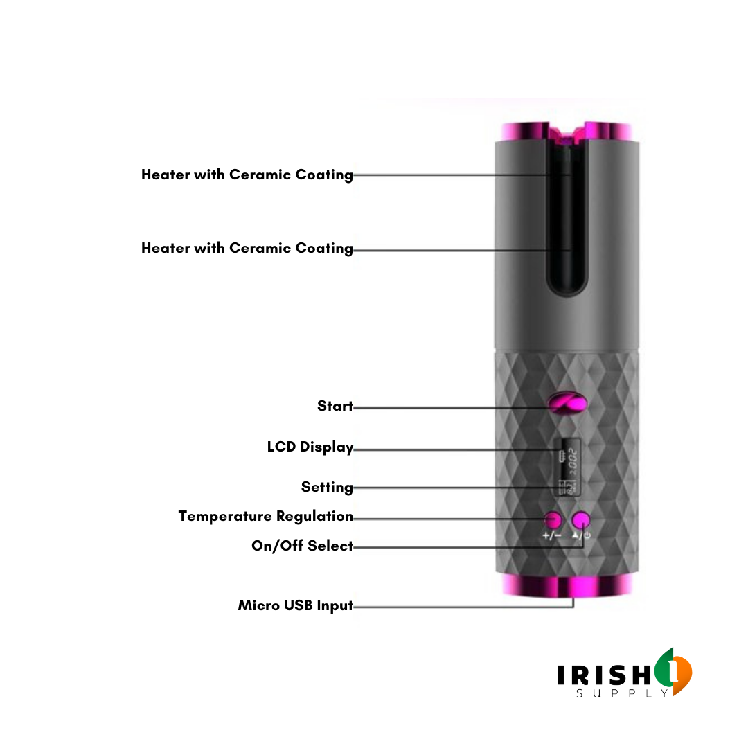 Cordless Automatic Rotating Hair Curler with Adjustable Heat 7931597816091-1