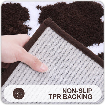 Ultra Soft Shaggy Bath Mat Set – 2 Piece Non-Slip Absorbent Rugs 14815634063686-1