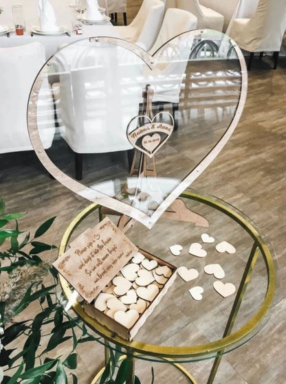 Wooden Heart Guest Book Wedding Frame Keepsake Memory Decoration 14952053539142-1