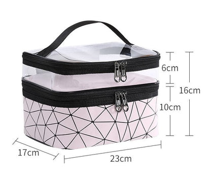 Double Layer Transparent Cosmetic Makeup Bag With Zipper Travel Organizer 8512797475118-1