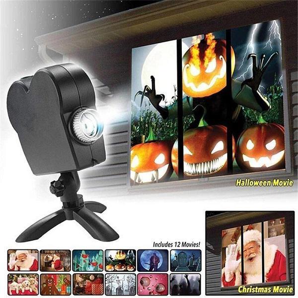 Halloween & Christmas Window Projector | LED Holographic Scenes | Includes Tripod & Videos 15146753327430-1