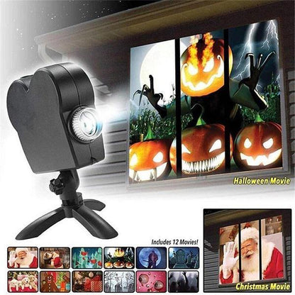 Halloween & Christmas Window Projector | LED Holographic Scenes | Includes Tripod & Videos 15146753327430-1