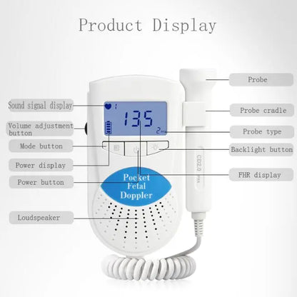 Portable Baby Heartbeat Monitor - Pocket Fetal Doppler