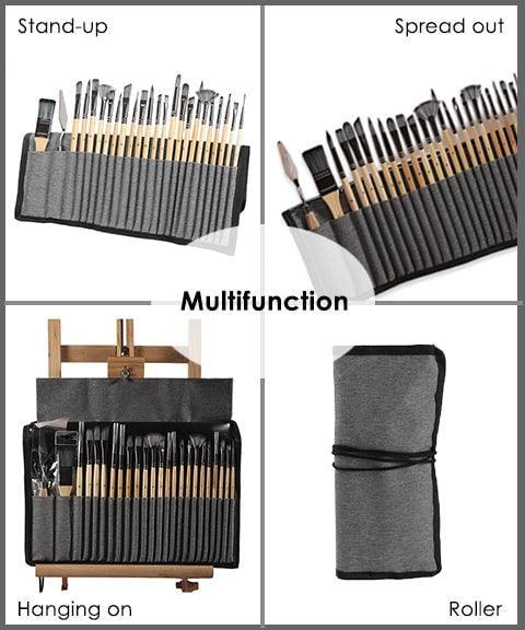 Professional Art Brush With Natural Wood Handles Set Of 24 9080597971246-1