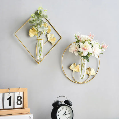Elegant Gold Iron Wall-Mounted Hydroponic Flower Pot 14815630524742-1