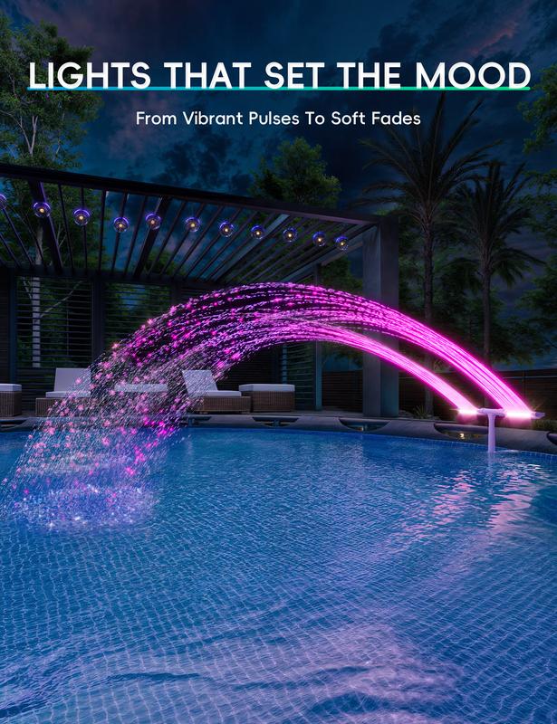 Solar Pool Fountain with Lights Dual Arc - Above/Inground Pool Fountain Lights with Remote Control 10019064086809-1