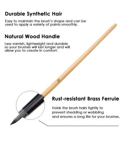 Professional Art Brush With Natural Wood Handles Set Of 24 9080597971246-1