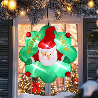 4ft Window Santa Claus Wreath, 5 LED Lights, Bundle Pocket Inflatable Decoration 8929626620124-1