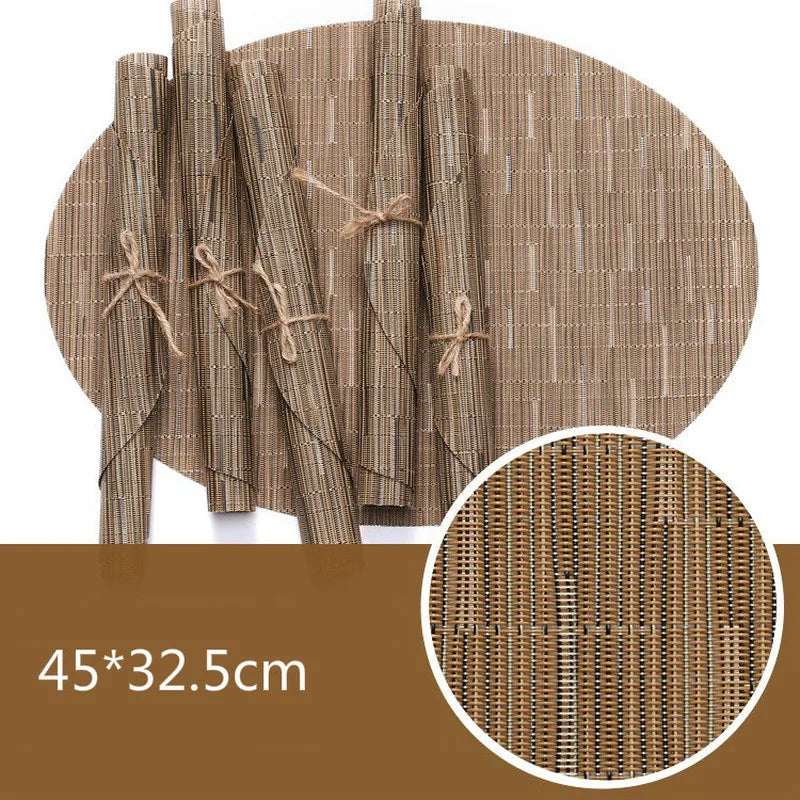 Eco-Friendly Bamboo Oval Table Placemats Heat-Resistant Washable Dining Mats 14815677579590-1