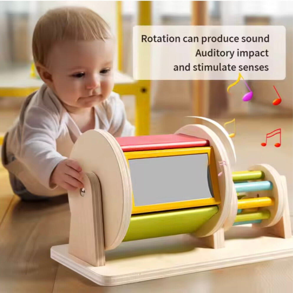 Wooden Spinning Drum Toy for Sensory Exploration and Motor Development 10405986337102-1