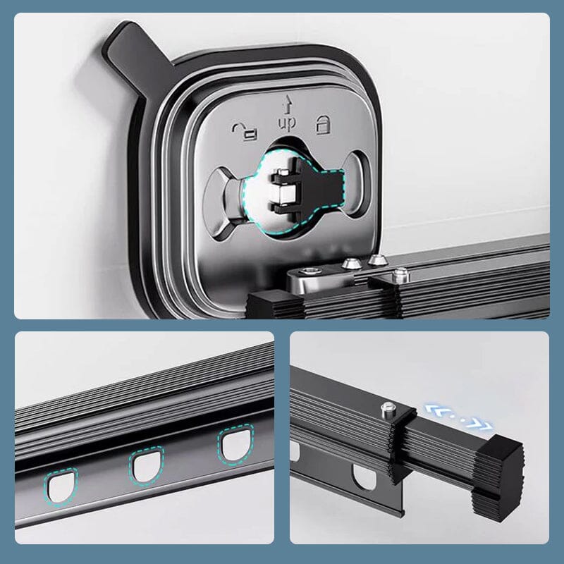 Wall-Mounted Foldable Clothes Drying Rack With Suction Cup 7252147306596-1