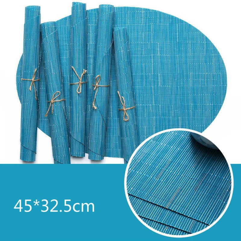 Eco-Friendly Bamboo Oval Table Placemats Heat-Resistant Washable Dining Mats 14815677579590-1