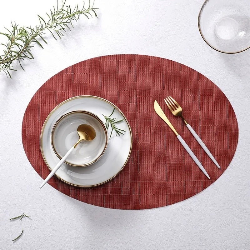 Eco-Friendly Bamboo Oval Table Placemats Heat-Resistant Washable Dining Mats 14815677579590-1