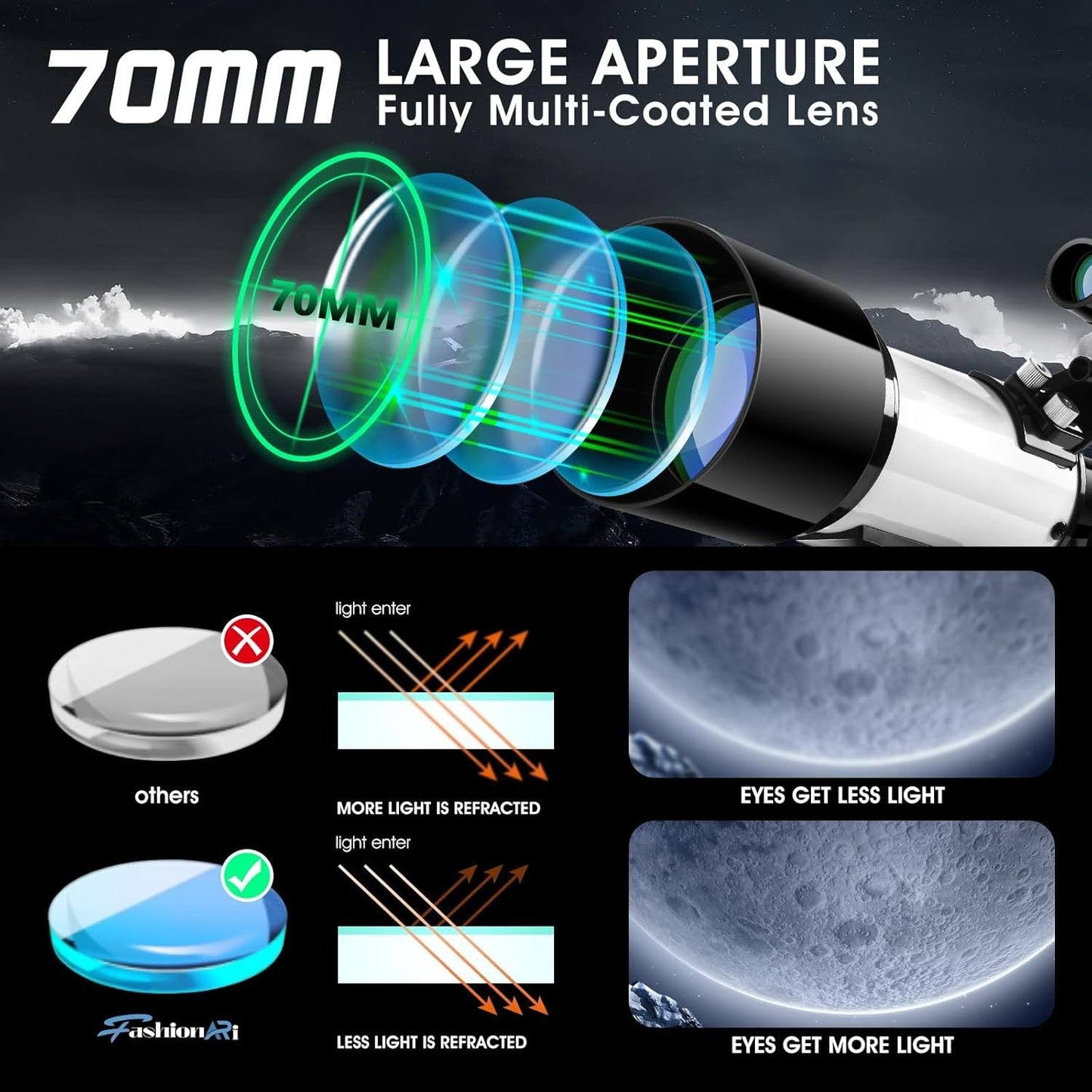 Astronomical Refracting Telescope Suitable For Children, Adults And Beginners, Multi-coated And Wireless Remote Control 9005139689692-1