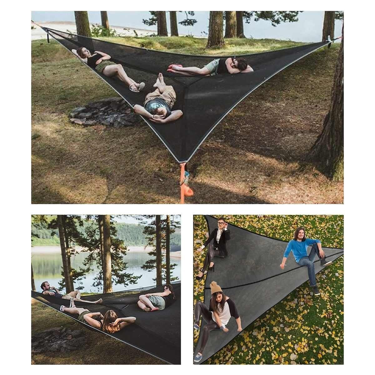Triangular Camping Hammock Suspended Three Point Family Sleeping Platform Outdoor Aerial 8490145382702-1