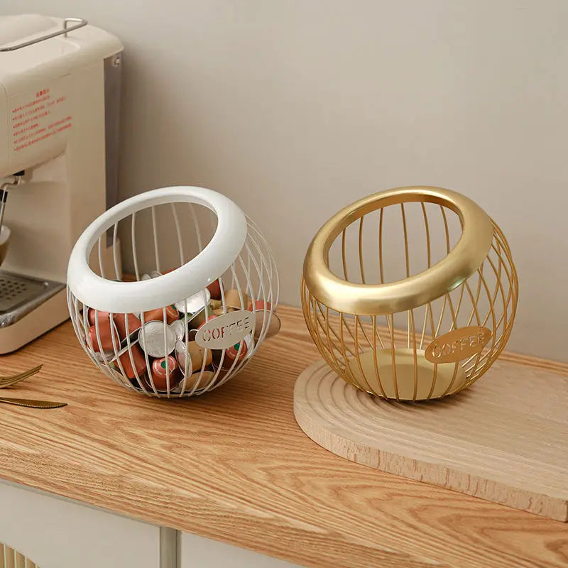 Elegant Metal Snack Storage Basket 14815670534470-1