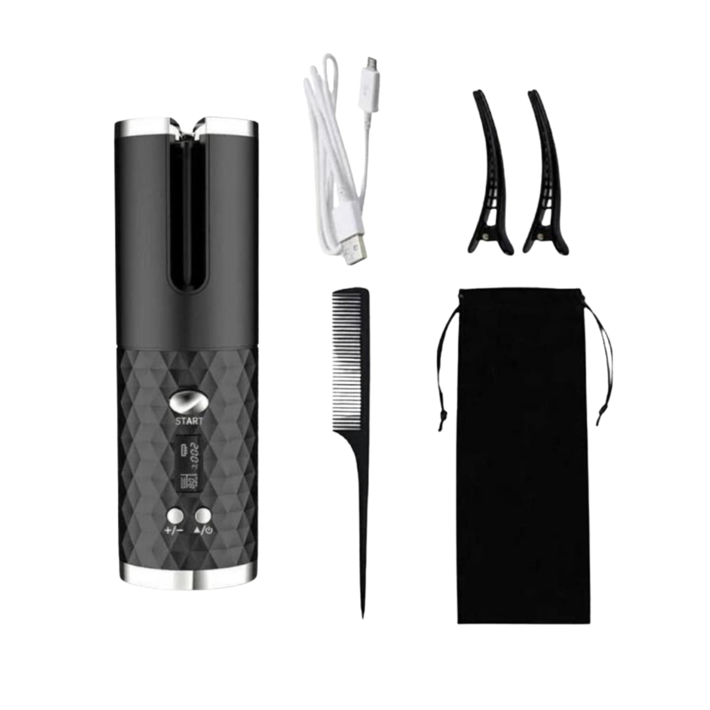 Cordless Automatic Rotating Hair Curler with Adjustable Heat 7931597816091-1