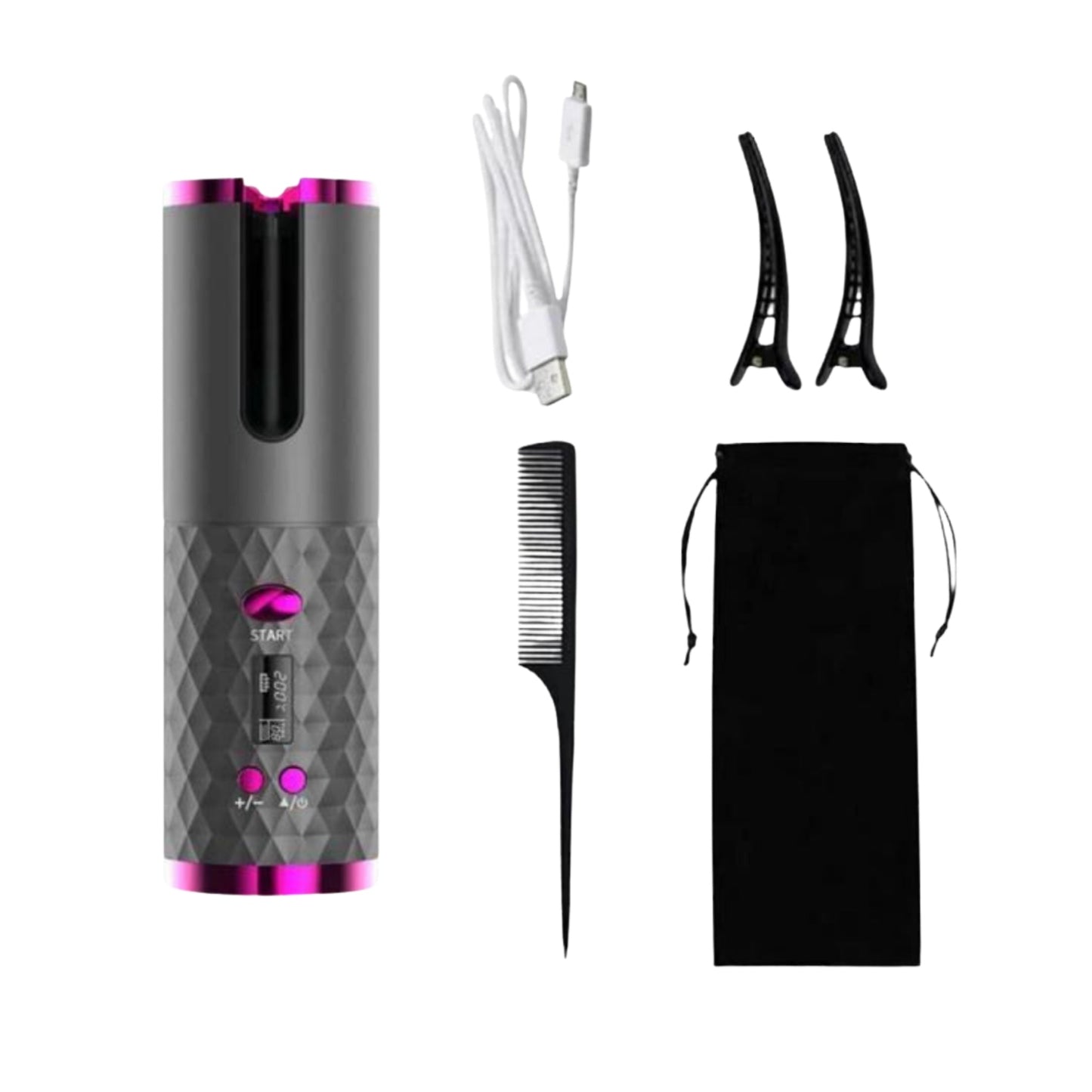 Cordless Automatic Rotating Hair Curler with Adjustable Heat 7931597816091-1