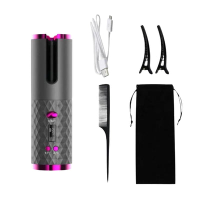 Cordless Automatic Rotating Hair Curler with Adjustable Heat 7931597816091-1