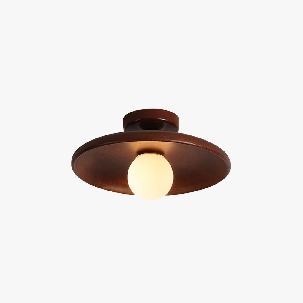 Indoor Flush Mount Ceiling Light – Walnut Wood and Glass Design 10219459084627-1