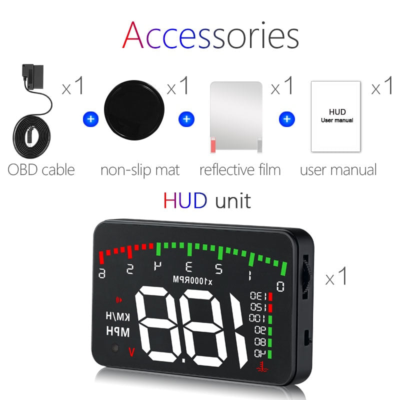 3.5 A900 HUD Head-Up Display Car-styling Hud Display Overspeed Warning Windshield Projector Alarm System Universal Auto 9020008661212-1
