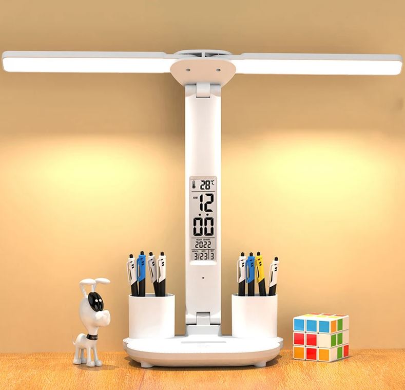 Dual-Head Dimmable Led Desk Lamp With 180° Rotation, Usb Rechargeable 14902375121222-1