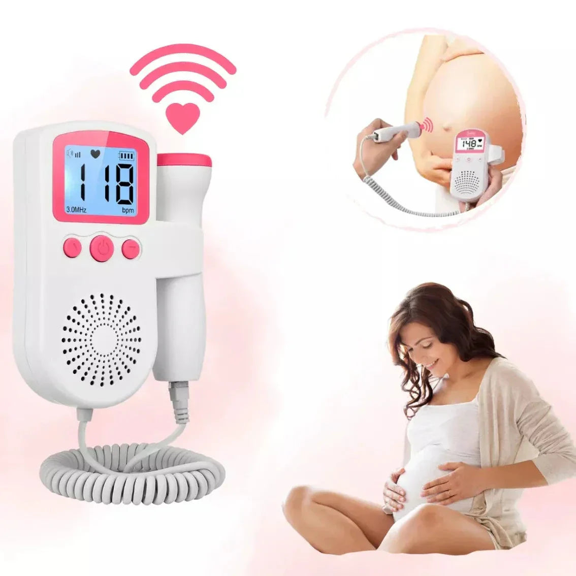 Fetal Doppler Baby Heartbeat Monitor Listen and Bond at Home 14886059344198-1