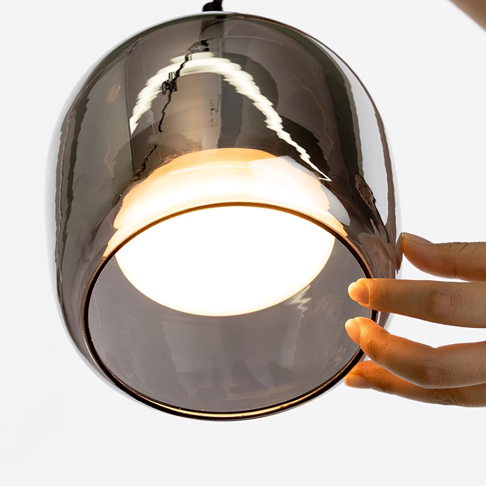 Modern Glass and Metal Pendant Light – Adjustable Chain Ceiling Fixture 10207256084819-1