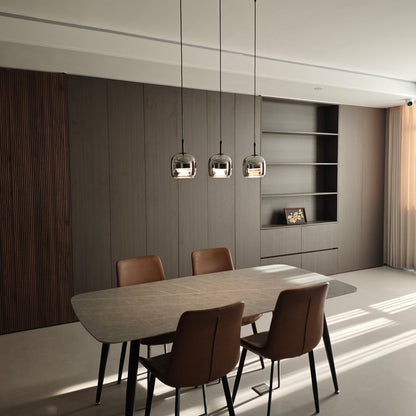 Modern Glass and Metal Pendant Light – Adjustable Chain Ceiling Fixture 10207256084819-1