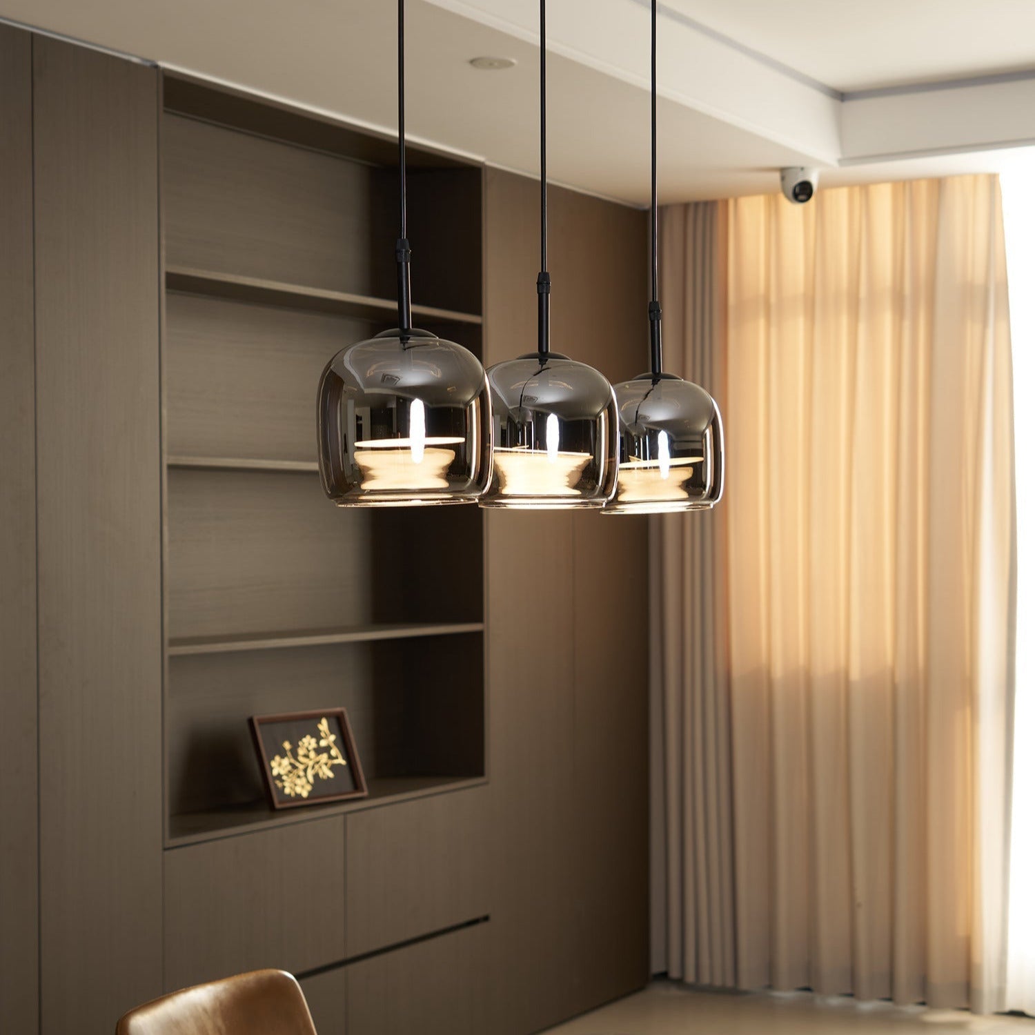 Modern Glass and Metal Pendant Light – Adjustable Chain Ceiling Fixture 10207256084819-1
