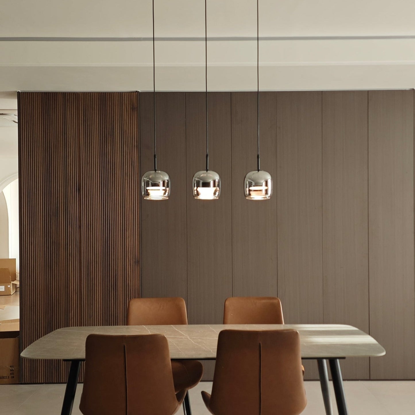 Modern Glass and Metal Pendant Light – Adjustable Chain Ceiling Fixture 10207256084819-1