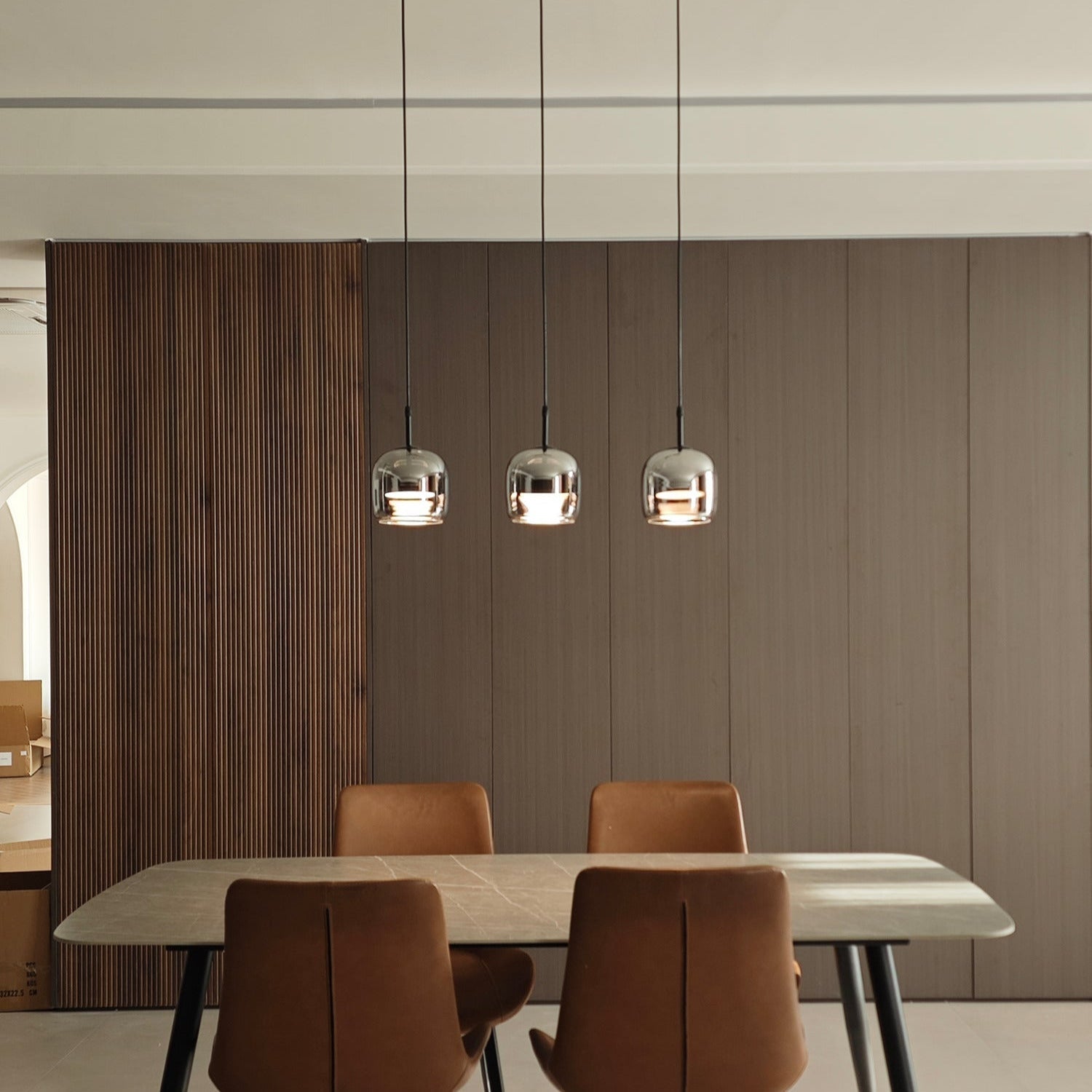 Modern Glass and Metal Pendant Light – Adjustable Chain Ceiling Fixture 10207256084819-1