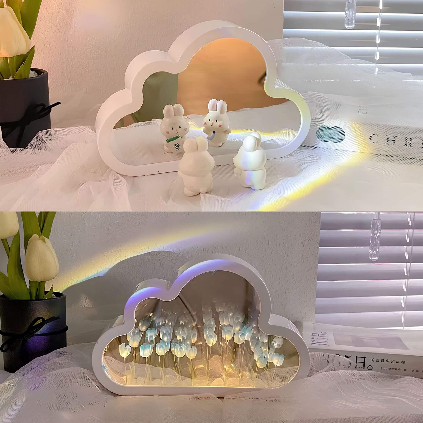 Eternal Cloud Mirror Tulips - LED Mirror With Infinity Effect 9961777398093-1