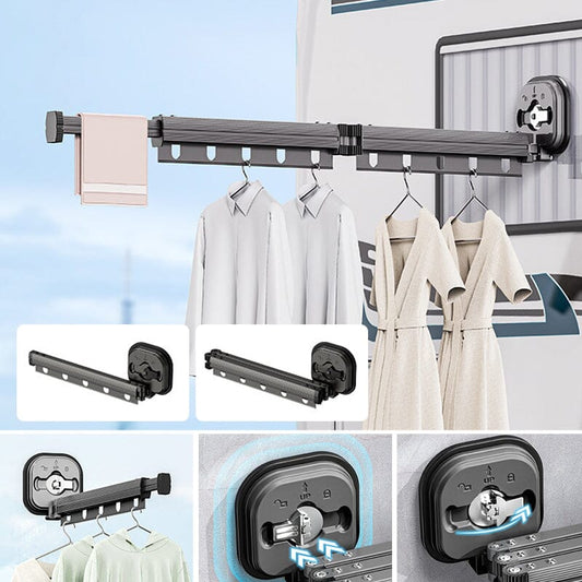 Wall-Mounted Foldable Clothes Drying Rack With Suction Cup 7252147306596-1