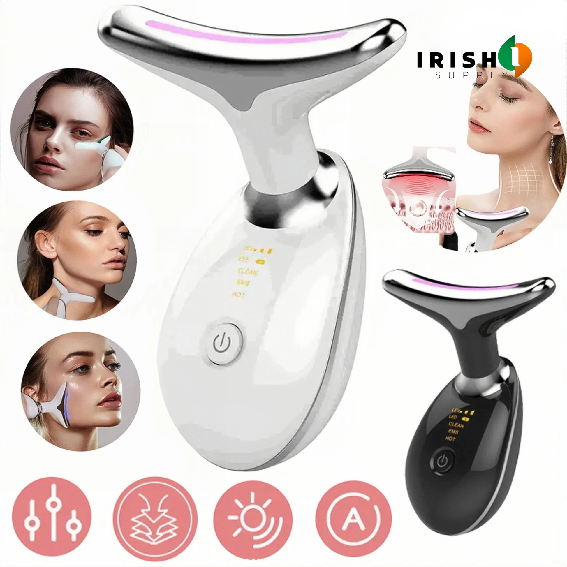 Anti-Aging Facial Device with LED Light, Warmth & Vibration 8073736388891-1