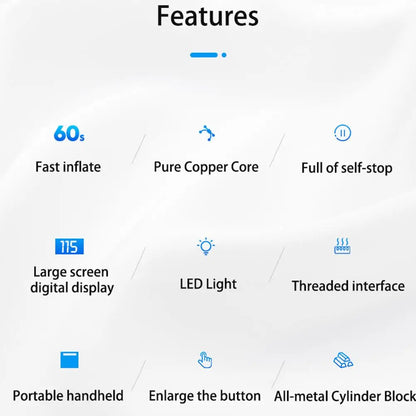 12V Mini Car Air Compressor Tire Inflatable Air Pump Portable Inflator Pump Electric Intelligent Car Tire Inflator 9019507146972-1