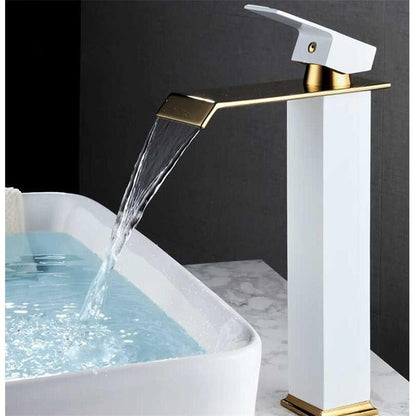 Hot And Cold Waterfall Basin Faucet - Brass Bathroom Tap In Gold And Black 9004851790126-1