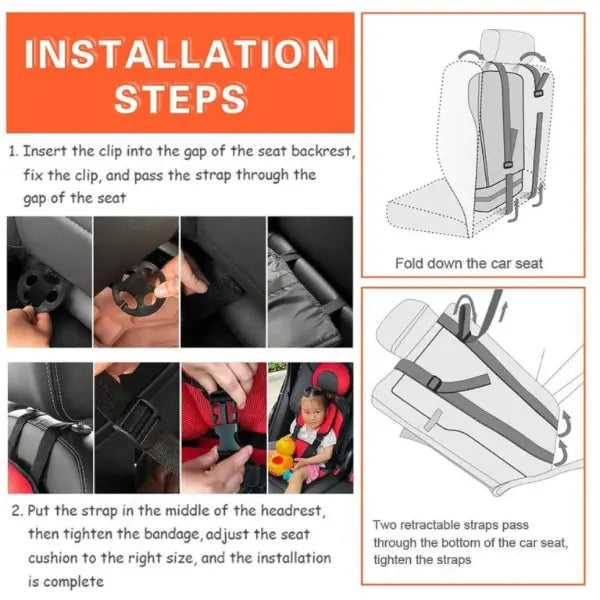 Safe Portable Baby Car Seat with Belt Vest - 6 Months To 12 Years Old