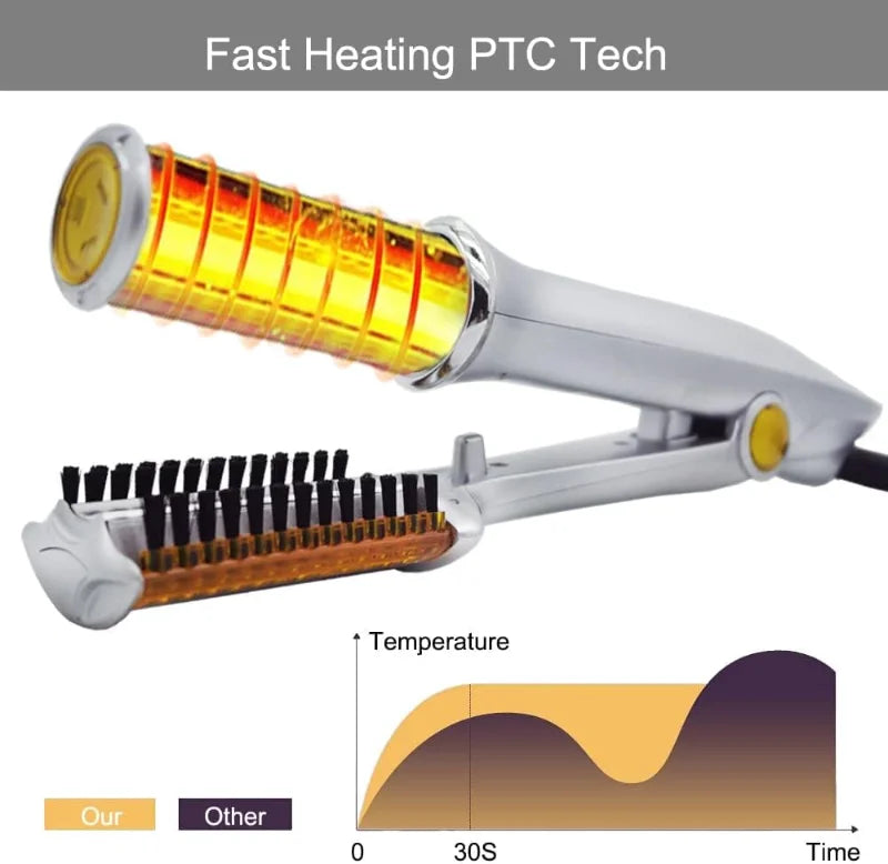 Max Rotating Hair Iron - 2 in 1 Hair Curler and Straightener