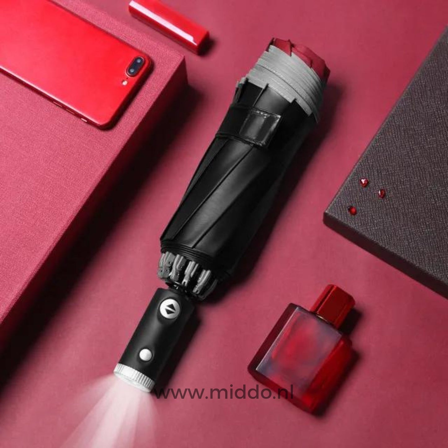 Automatic Reflective Windproof Umbrella With Water Repellent Compact Design 14886086607174-1