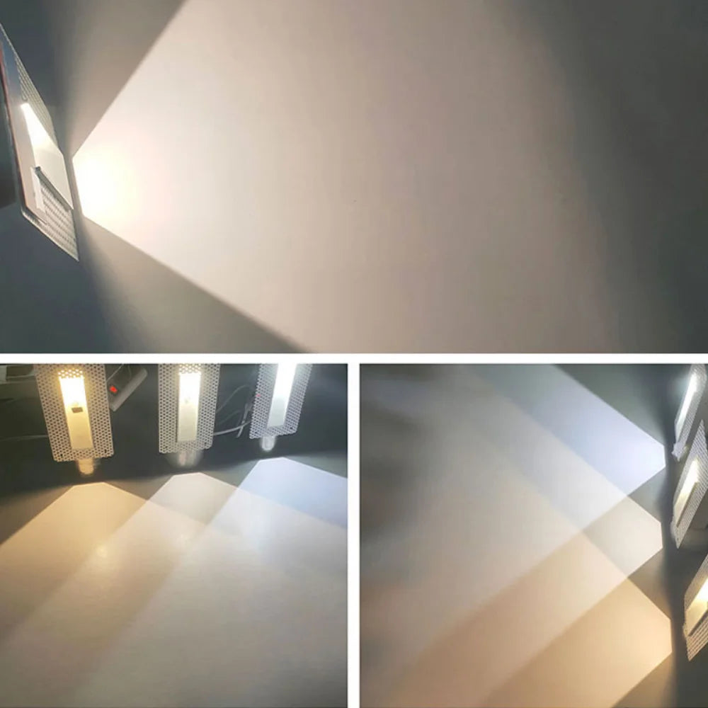 Led Embedded Wall Lamp With Pir Motion Sensor – 3W White & Black Staircase Footlight For Aisle, Corridor, And Home Lighting 14962032640324-1