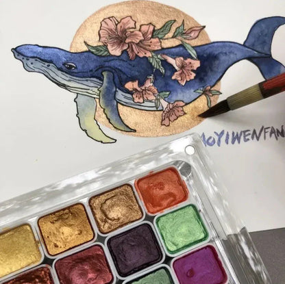 Shimmering Watercolor Palette Delivers Vibrant Metallic Tones For Artistic Projects 14952677605702-1