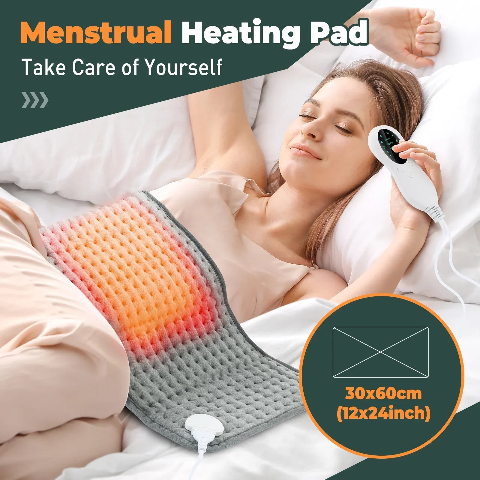 Electric Heating Pad – Adjustable 10-Level Temperature & 3-Timer Settings for Full-Body Relief 9680112419158-1