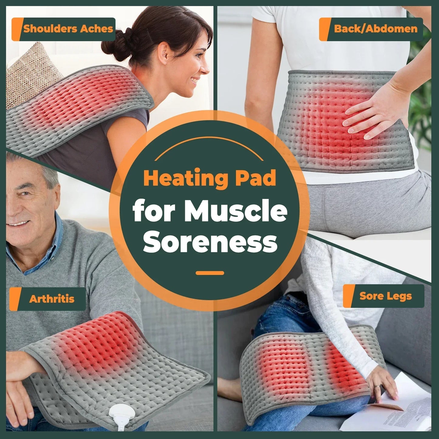 Electric Heating Pad – Adjustable 10-Level Temperature & 3-Timer Settings for Full-Body Relief 9680112419158-1