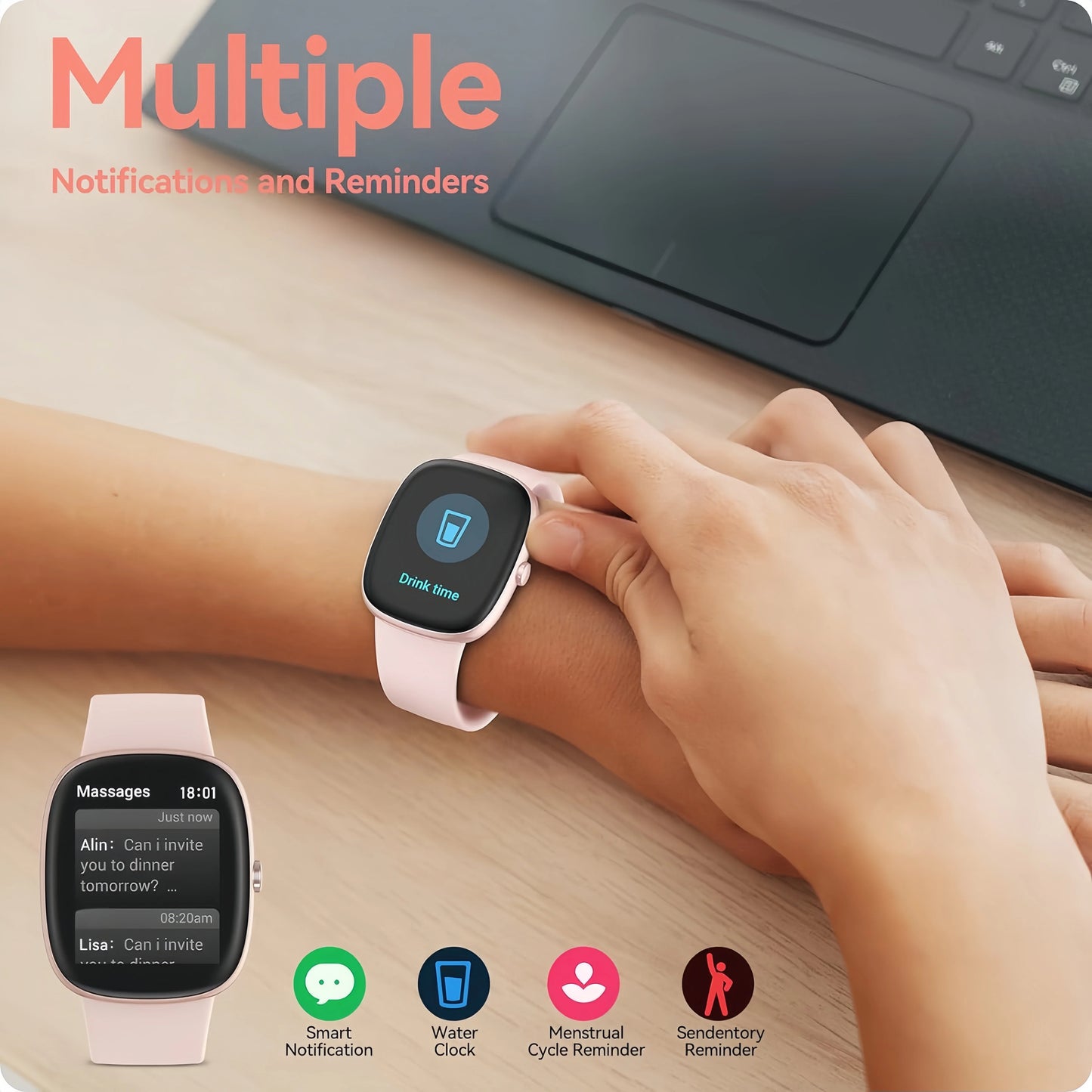 Smart Watches for Men Women  Sleep Tracking, 46mm 1.3oz Step Calorie Counter Fitness Watch Activity Trackers Pedometer forAndro 8920342331612-1