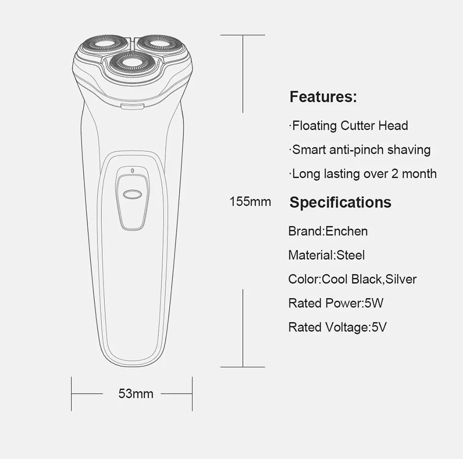 Electric Shaver for Men – 3D Floating Heads with Auto-Grinding Blades & Smart ESM System 9686225977686-1