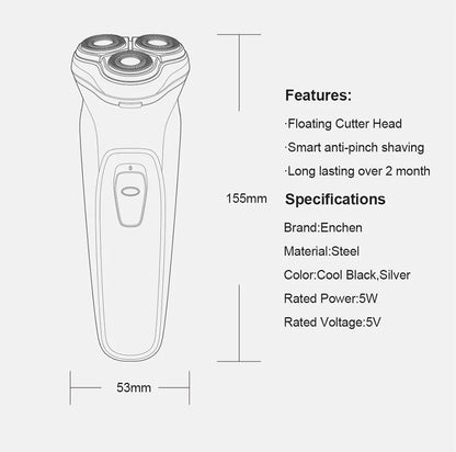Electric Shaver for Men – 3D Floating Heads with Auto-Grinding Blades & Smart ESM System 9686225977686-1